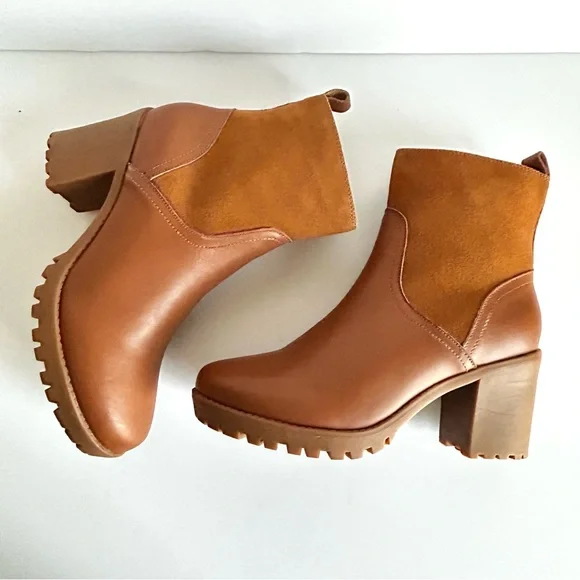 🌸NEW IN BOX Soludos Dani Shearling Platform Boots. Tan/Saddle. Size: 7 - Picture 3 of 10